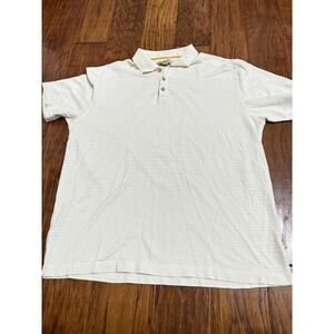 Tommy Bahama Mens White Textured Cotton Blend Short Sleeve‎ Polo Shirt Large